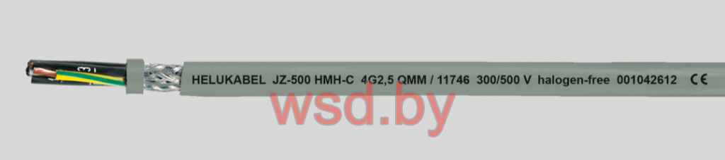 JZ-500 HMH-C безгалогеновый, трудновоспламеняемый, гибкий кабель управления, с цветовой маркировкой, маслостойкий1), с медным экраном, ЭМС, с разметкой метража 3G0.5